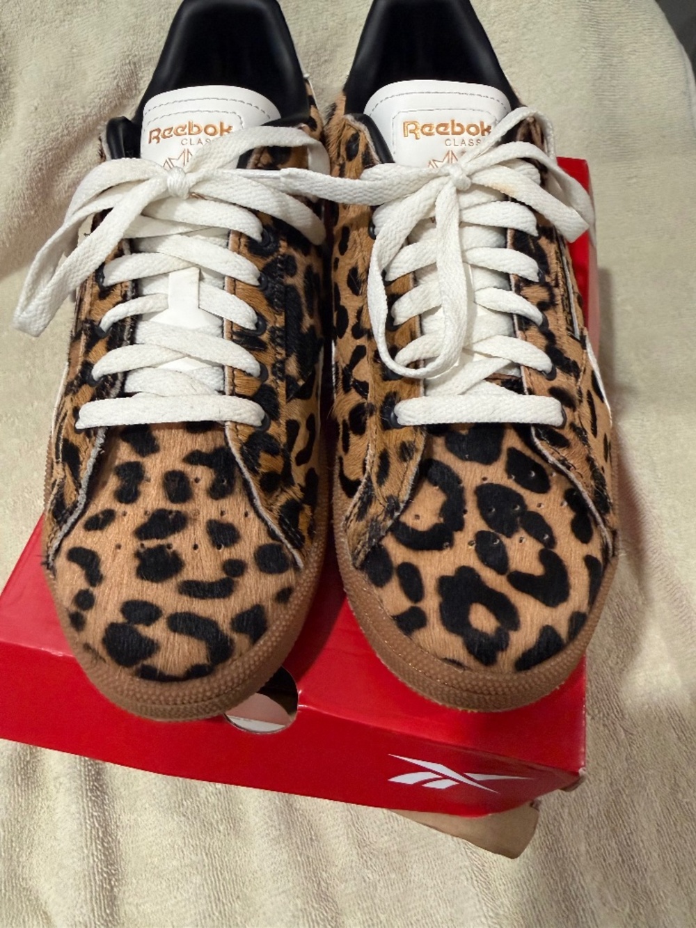 Reebok club cheetah print